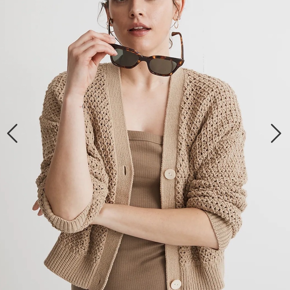NWT Madewell Open-Stitch Crop Cardigan Sweater